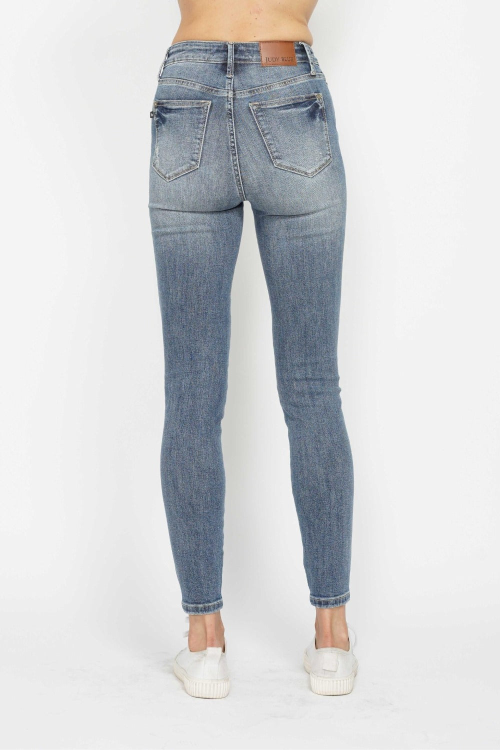 judy blue full size tummy control contrast wash skinny jeans